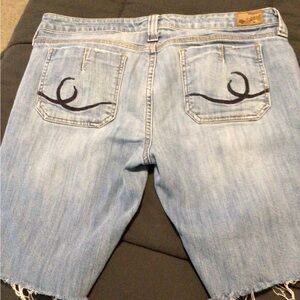 Hippie Light Wash Denim Shorts with Polka Dot Lining